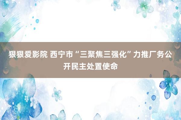 狠狠爱影院 西宁市“三聚焦三强化”力推厂务公开民主处置使命