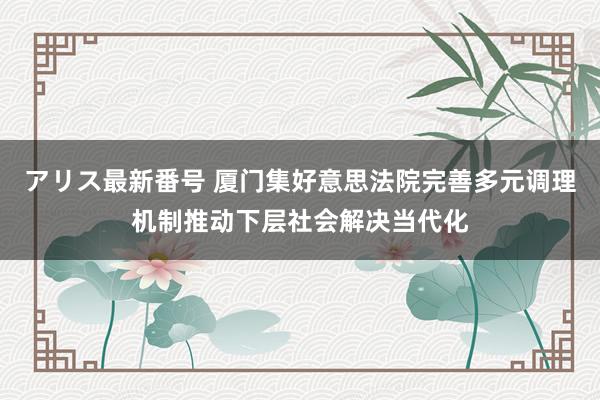 アリス最新番号 厦门集好意思法院完善多元调理机制推动下层社会解决当代化