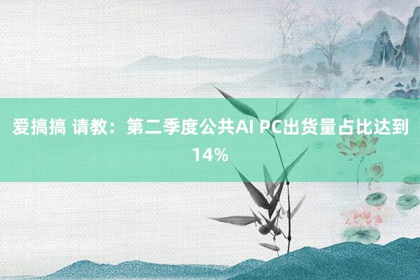 爱搞搞 请教：第二季度公共AI PC出货量占比达到14%