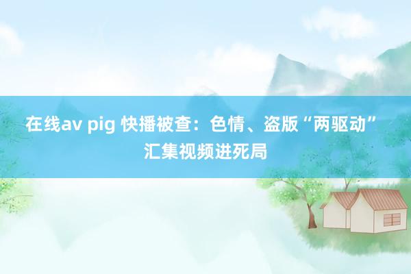 在线av pig 快播被查：色情、盗版“两驱动” 汇集视频进死局