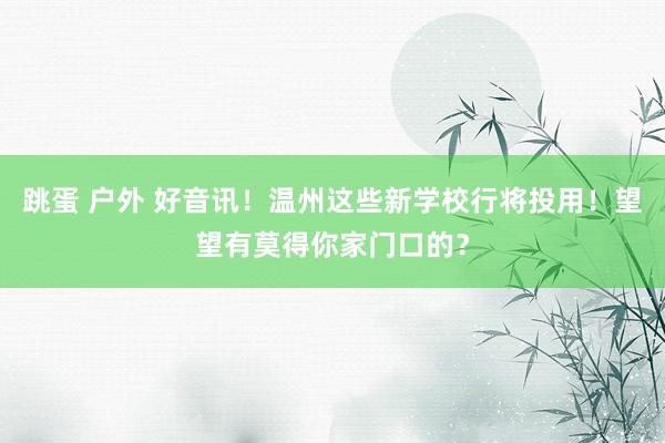 跳蛋 户外 好音讯！温州这些新学校行将投用！望望有莫得你家门口的？